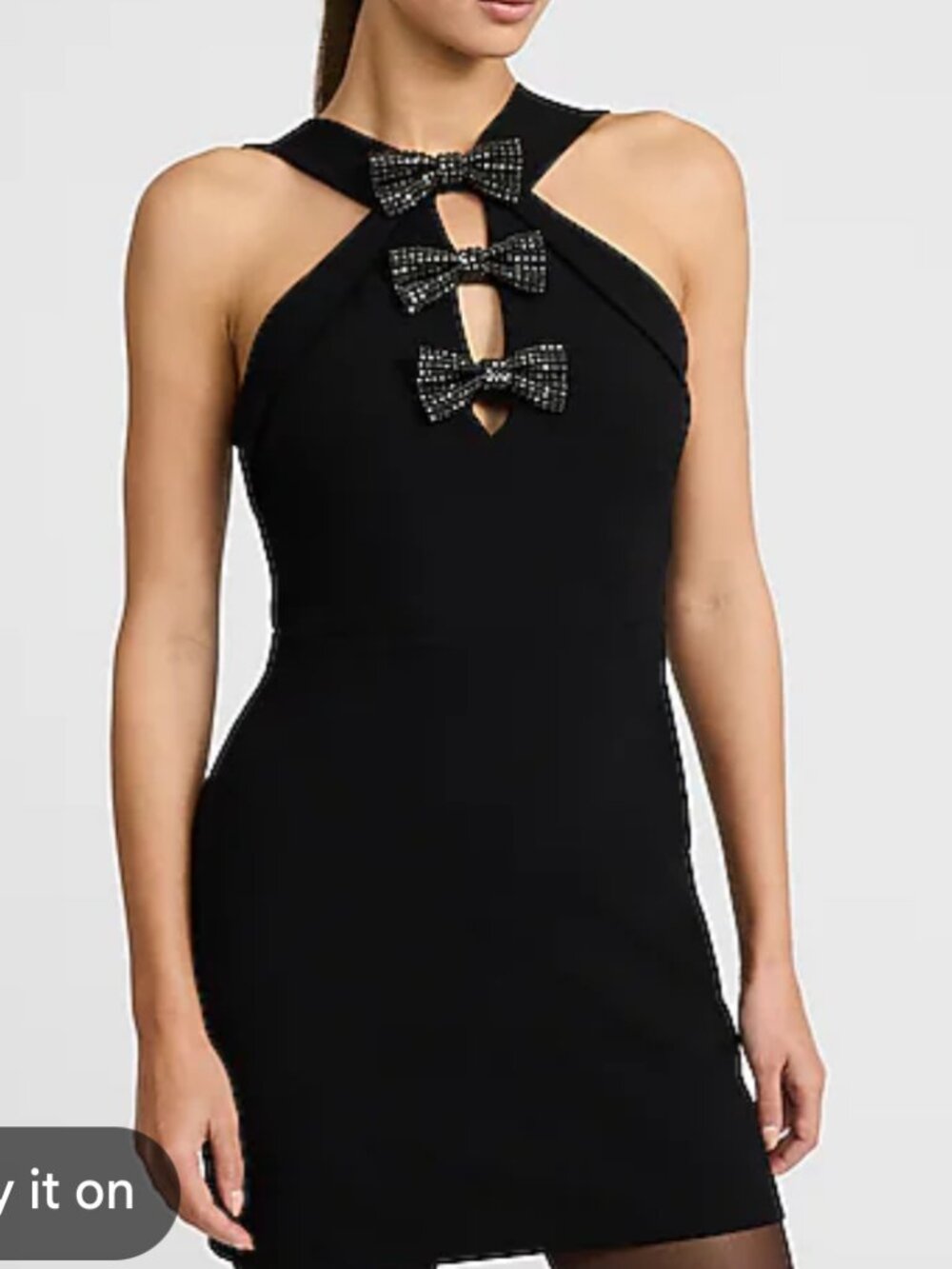 nwt EXPRESS rhinsetone bow dress xs